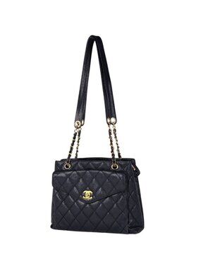 Chanel Tote CC Logo Caviar Leather Black